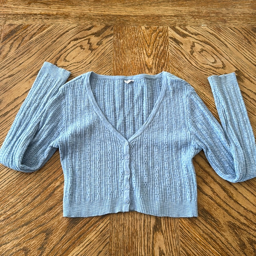 Garage long sleeve button up crop top